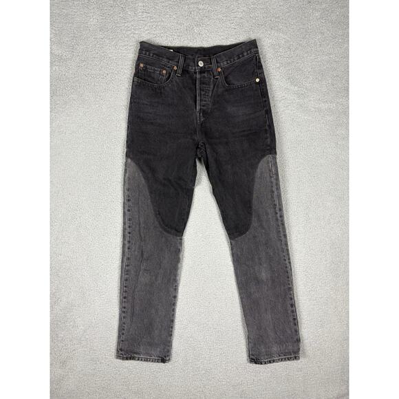 Levi's 501 Jeans Women’s 28x30 Black Premium High Rise Chaps Button Fly Big E - Picture 1 of 13